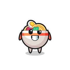 cute noodle bowl mascot with an optimistic face