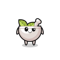 herbal bowl cartoon with an arrogant expression
