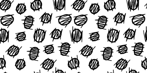 Hand drawn black and white seamless pattern. Modern stylish texture. Good for wrapping, textile, fabric, wallpaper. Vector