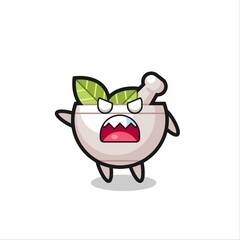 cute herbal bowl cartoon in a very angry pose