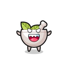 illustration of evil herbal bowl mascot character