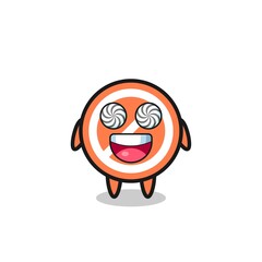 cute stop sign character with hypnotized eyes