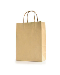 Brown Paper Bag made from recycle paper isolated on white background. This has clipping path.