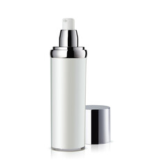 White cosmetic bottle. Blank cosmetic pump. Cosmetic dispenser bottle isolated on white background