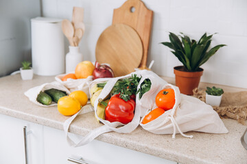 Products in eco packaging.. Eco friendly food storage, zero waste concept.