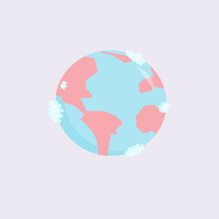 Flat planet earth icon on pink background. Vector illustration for web banner, web and mobile, infographic.