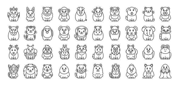 Animals Icon Set. Cartoon Animal Icon. Icon design. Template elements