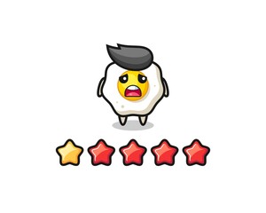the illustration of customer bad rating, fried egg cute character with 1 star