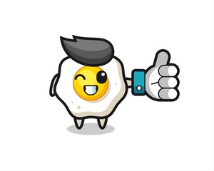 cute fried egg with social media thumbs up symbol