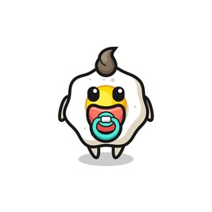 baby fried egg cartoon character with pacifier