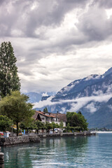 Fototapeta na wymiar Clouds over Brienzer Lake in Switzerland