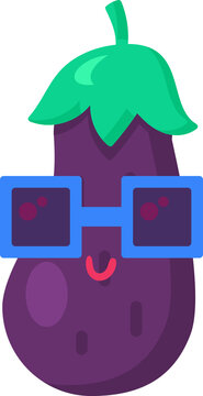 Eggplant vegetable emoji happy emotion vector
