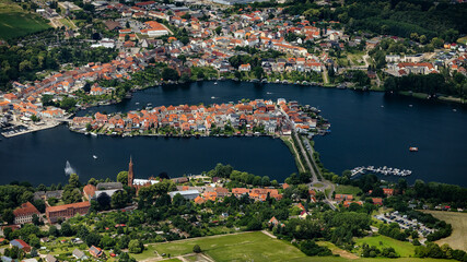 Malchow, Altstadt, Mecklenburg-Vorpommern, Deutschland, Luftaufnahme aus dem Flugzeug 