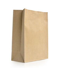 Brown Paper Bag made from recycle paper isolated on white background. This has clipping path.