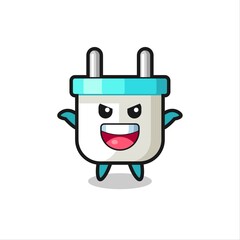 the illustration of cute electric plug doing scare gesture