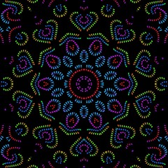 Floral pattern design with black background.