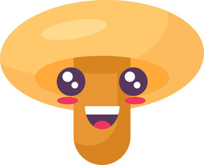 Mushroom vegetable emoji happy emotion vector