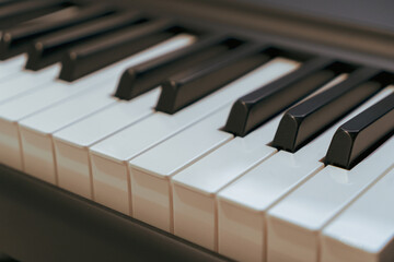 Fototapeta na wymiar Picture of close-up vintage piano keyboard