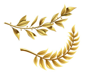 Golden laurel branch part of winner wreath