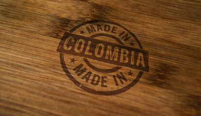 Made in Colombia stamp and stamping