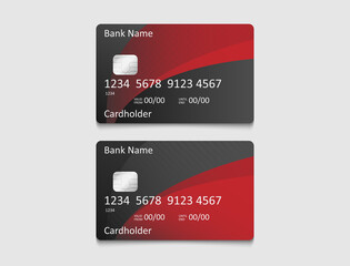 Debit/credit card design with red black gradient color