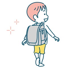 新品のランドセルを背負う小学生の男の子イラスト素材