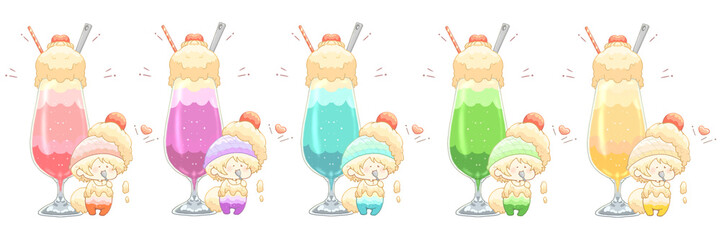クリームソーダとクリームソーダ君5色セット