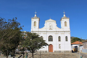 Fototapeta na wymiar Church of São Luís de Tolosa, in Sao Luiz do Paraitinga, rebuilt in 2014 after devastating floods suffered by the historic city in 2010.