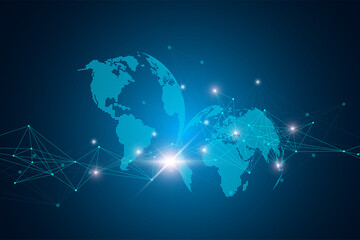 Virtual Graphic Background Communication with World Globe. A sense of science and technology. Digital data visualization, illustration.