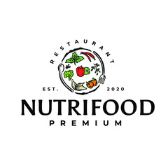 Food Fresh Vegetable Restaurant Drawing Logo Vector Illustration Template Icon Design