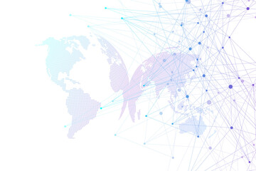 Geometric graphic background molecule and communication. Big data complex with compounds. Lines plexus, minimal array. Digital data visualization. Scientific cybernetic illustration.