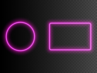 Neon square and round frame. Vector illustration
