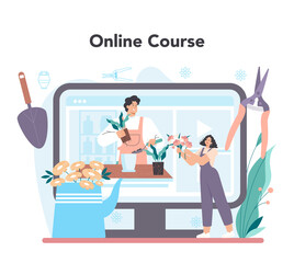 Florist online service or platform. Floral designer making bouquet