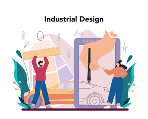Industrial designer concept. Artist creating modern environment