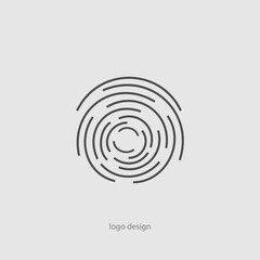 Vector creative icon - linear decorative element, geometric design. Simple round sign. Finger print