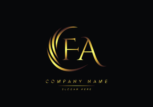 alphabet letters FA monogram logo, gold color elegant classical