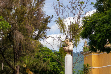 la merced church monument bust in antigua guatemala