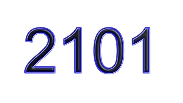 blue 2101 number 3d effect white background