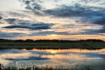 sunset over the lake