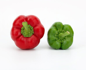 big red and small green sweet bell pepper