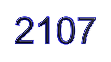blue 2107 number 3d effect white background