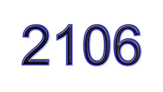 blue 2106 number 3d effect white background