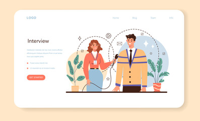 Journalist web banner or landing page. Newspaper, internet