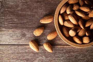 almonds on wood top table
