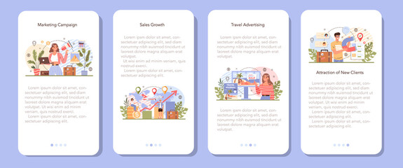 Travel agency marketing campaign mobile application banner set