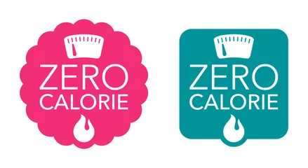 Poster Zero calorie badge - energy fire, weight scales © Dmitry Kovalchuk