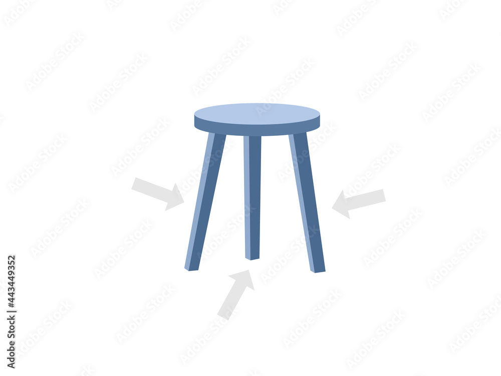Canvas Prints three legged stool with arrows icon. clipart image isolated on white background