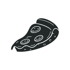 Pizza Slice Icon Silhouette Illustration. Fast Food Vector Graphic Pictogram Symbol Clip Art. Doodle Sketch Black Sign.