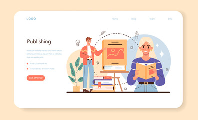 Professional writer web banner or landing page. Author writing script