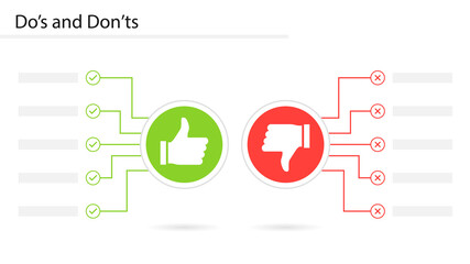Do's and Don'ts slide template. Clipart image